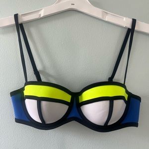 Triangl WM small Swimsuit Bikini Top Blue Yellow White Color Block Neoprene